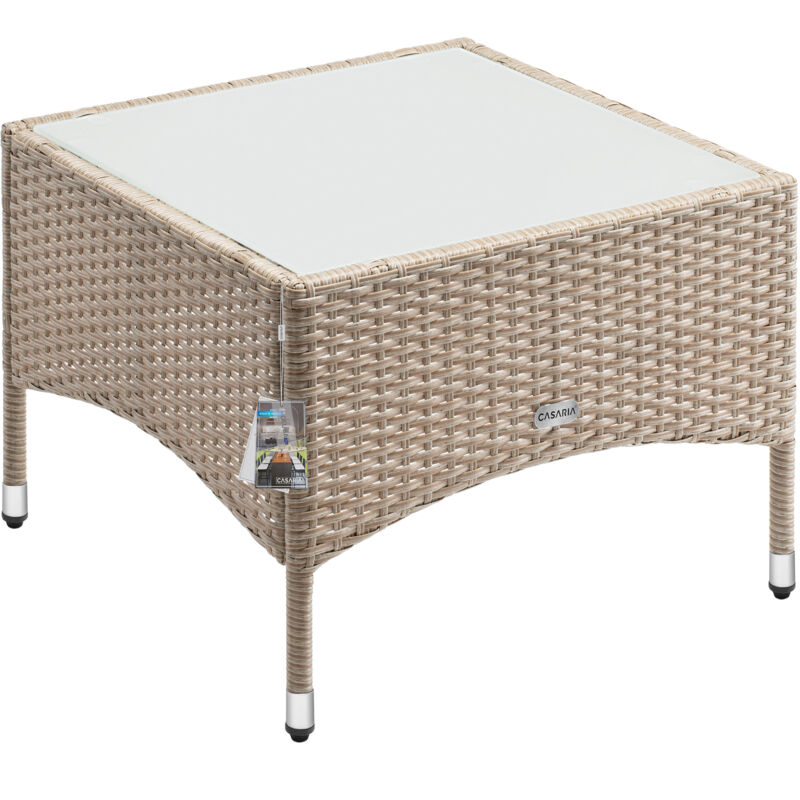 foto del prodotto tavolo da giardino in poly rattan tavolino basso da balcone con piano in vetro versatile m2 - 58x58x42cm de - casaria