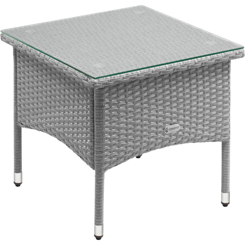 foto del prodotto tavolo da giardino in poly rattan tavolino basso da balcone con piano in vetro versatile m3 50x50x45cm de casaria