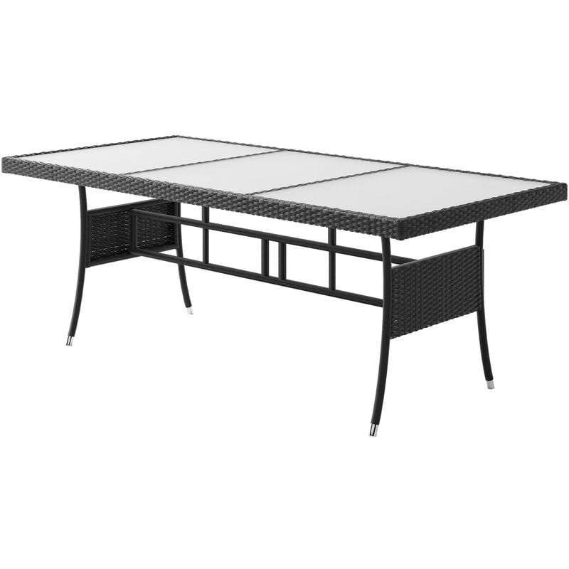 foto del prodotto tavolo da giardino in polyrattan vetro max. 8 persone 190x90x74cm altezza regolabile interni esterni effetto legno casaria