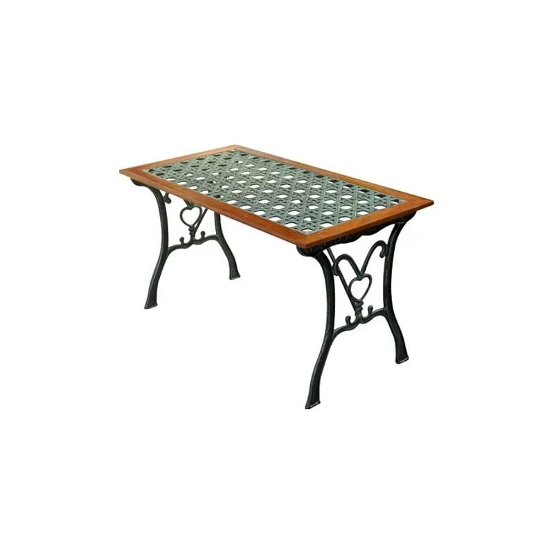 foto del prodotto tavolo da giardino in rattan arc con strutture in ghisa nero e legno tropicale