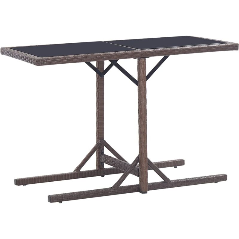 foto del prodotto tavolo da giardino marrone 110x53x72 cm in vetro e polyrattan vidaxl