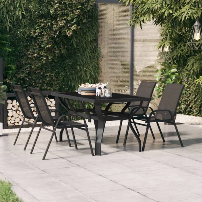 foto del prodotto tavolo da giardino nero 140x70x70 cm in acciaio e vetro vidaxl