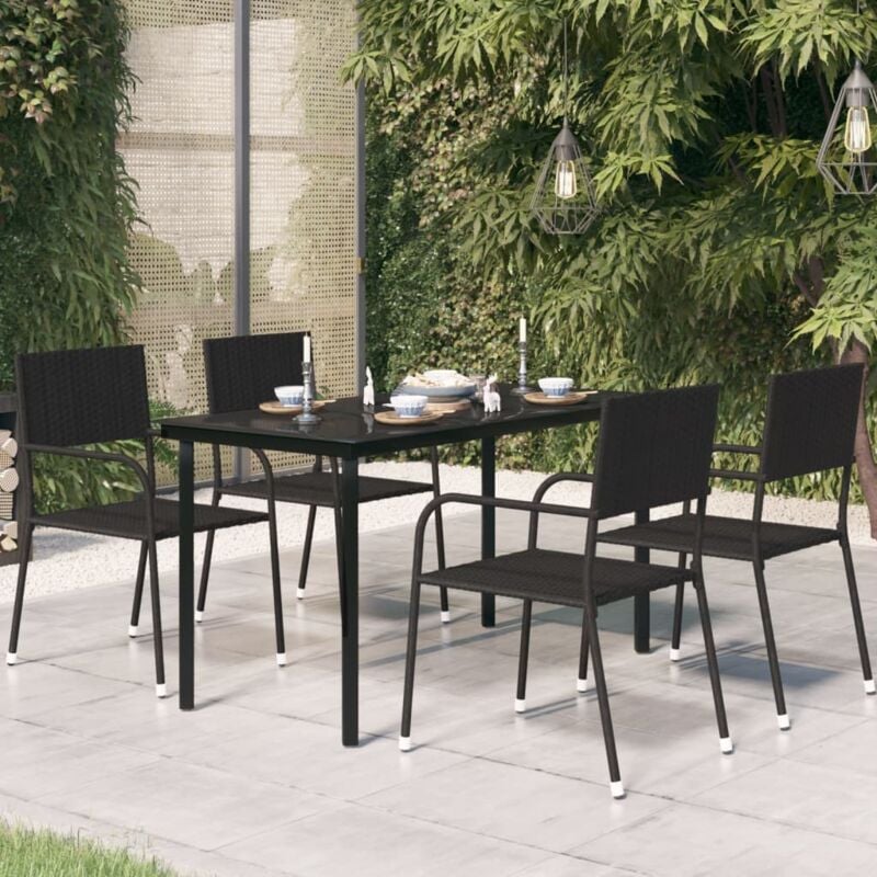 foto del prodotto tavolo da giardino nero 140x70x74 cm in acciaio e vetro cod mxl 49380