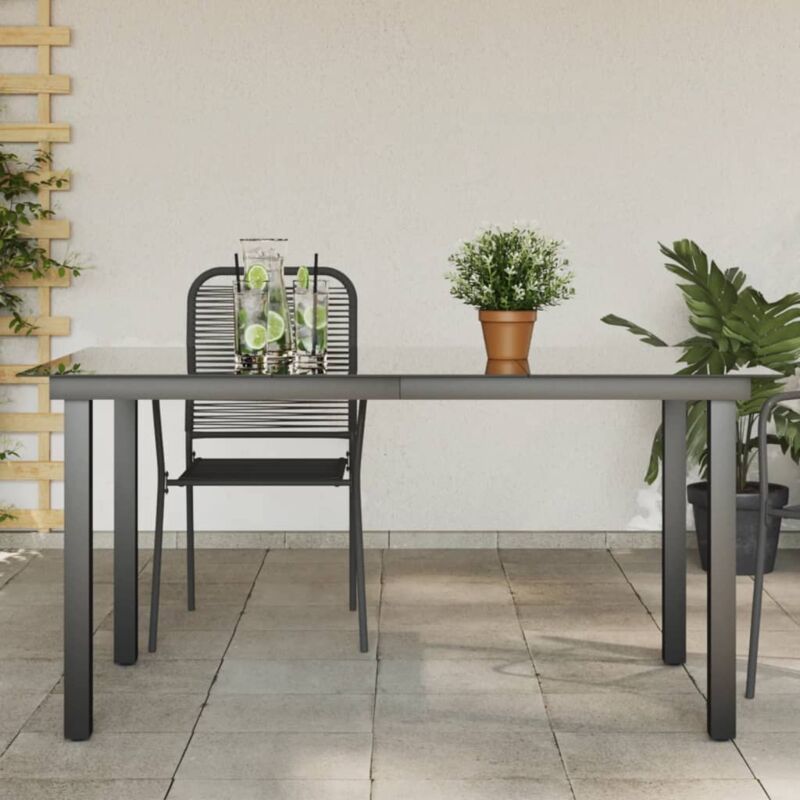 foto del prodotto tavolo da giardino nero 150x90x74 cm in alluminio e vetro vidaxl
