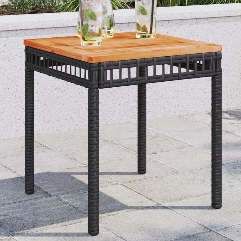 foto del prodotto tavolo da giardino nero 38x38x42cm in polyrattan e legno acacia - vidaxl