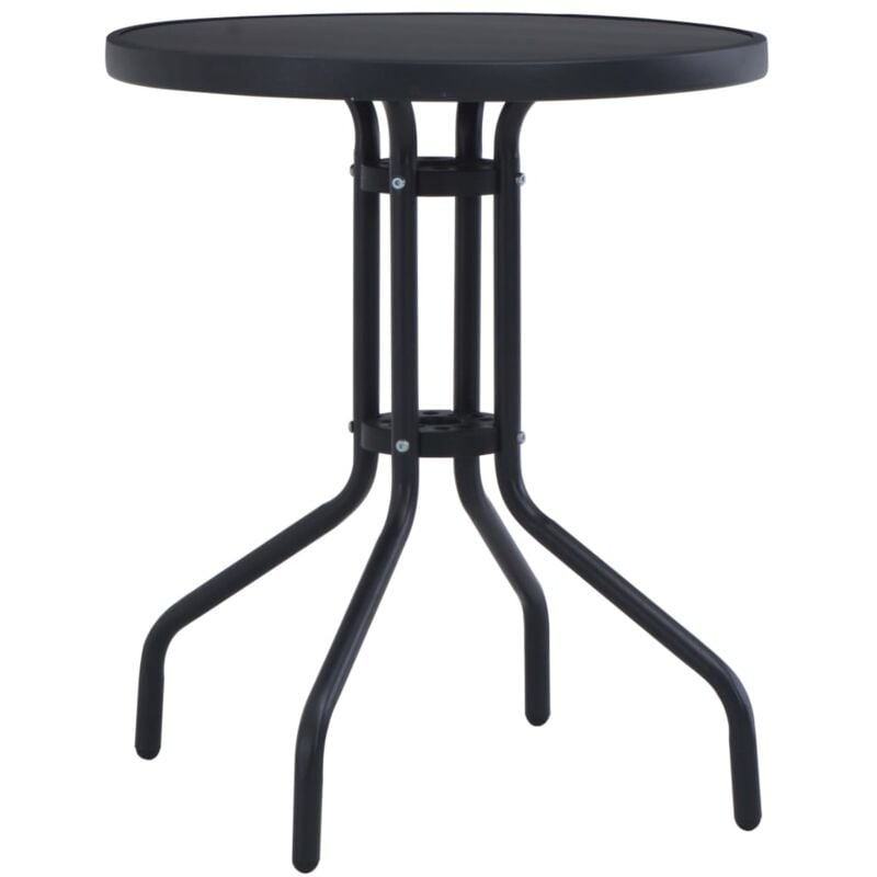 foto del prodotto tavolo da giardino nero 60 cm in acciaio e vetro vidaxl