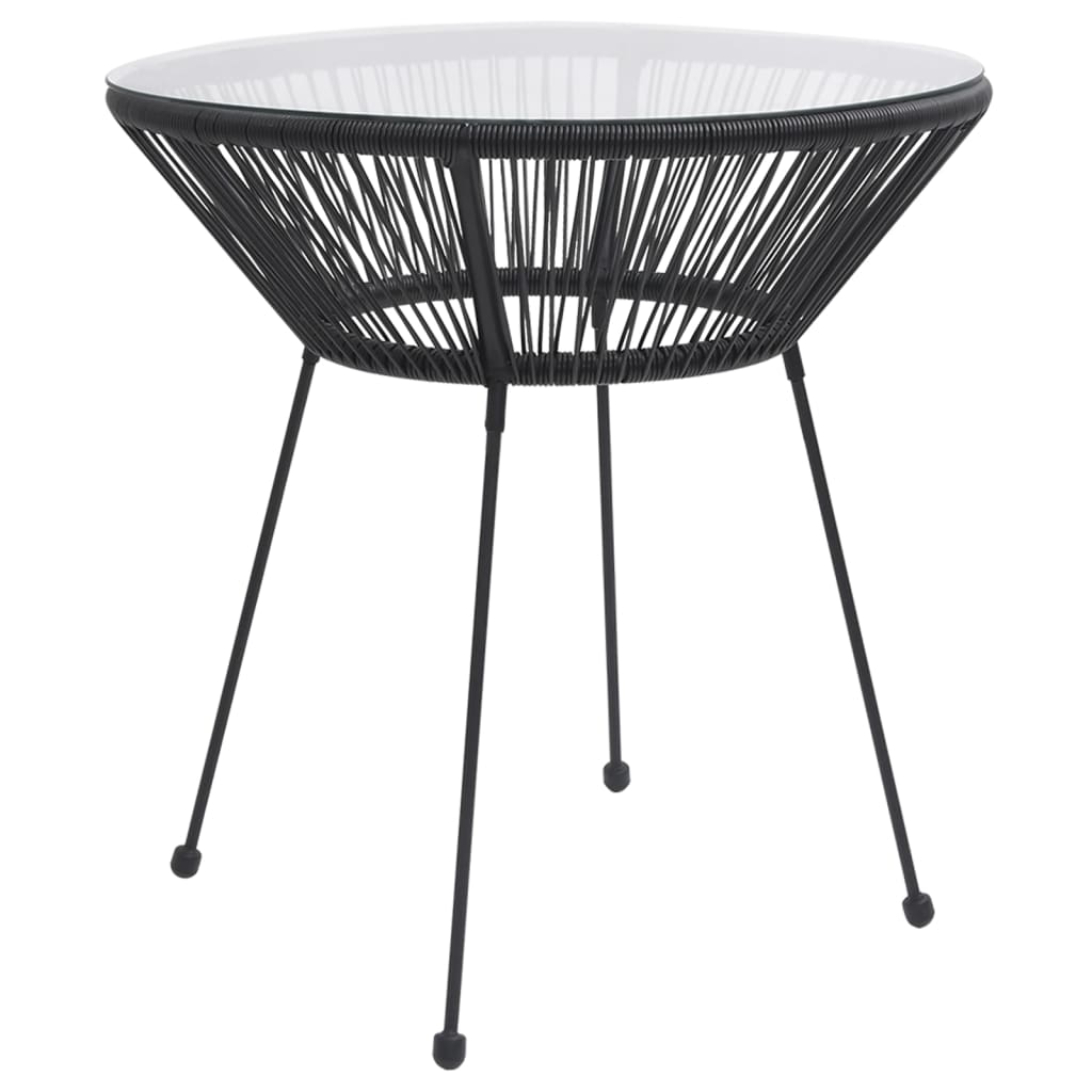 foto del prodotto tavolo da giardino nero 70x74 cm in rattan e vetro cod mxl 34256