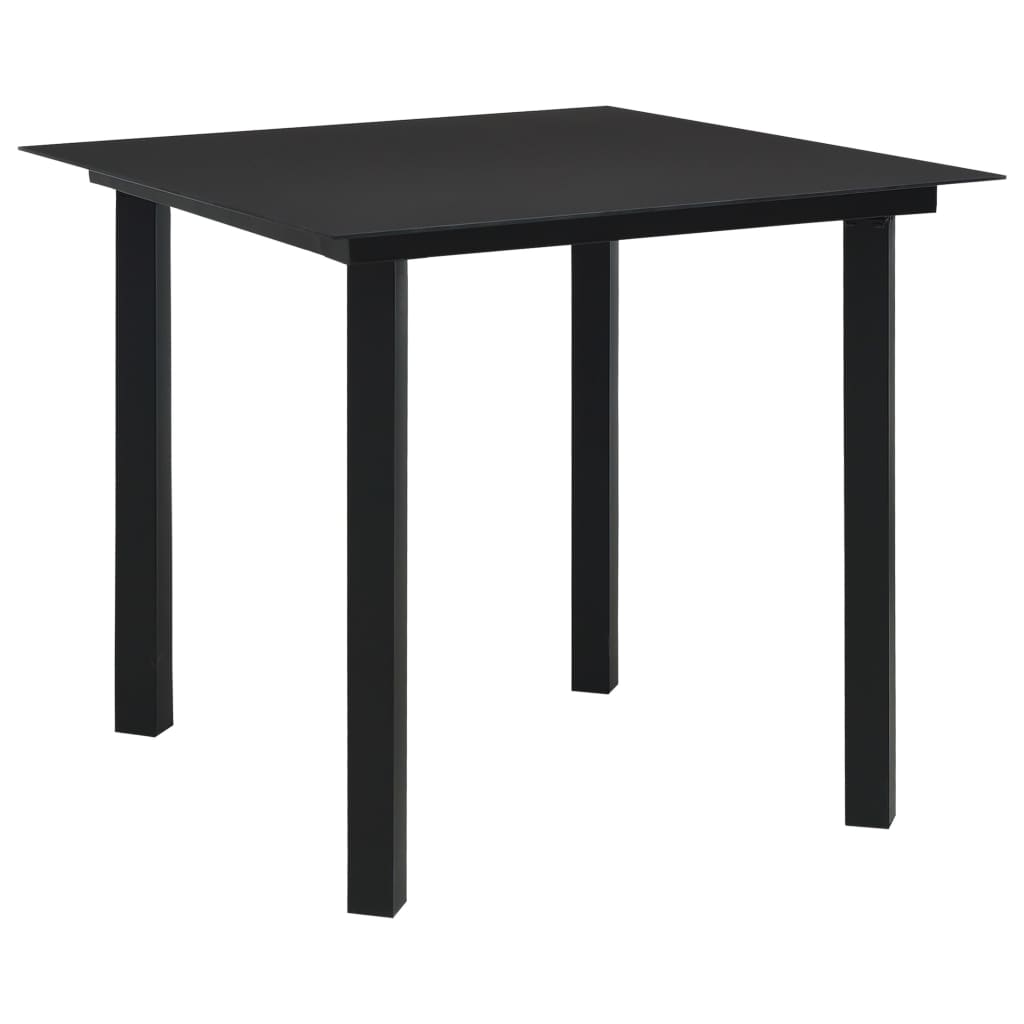 foto del prodotto tavolo da giardino nero 80x80x74 cm in acciaio e vetro cod mxl 34507