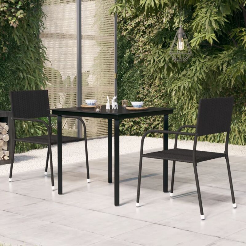 foto del prodotto tavolo da giardino nero 80x80x74 cm in acciaio e vetro vidaxl