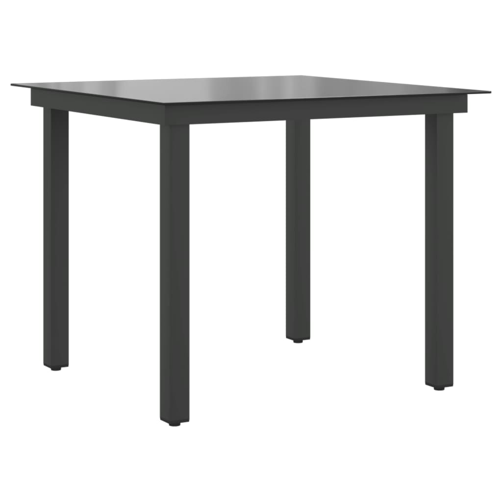 foto del prodotto tavolo da giardino nero 80x80x74 cm in alluminio e vetro cod mxl 34253