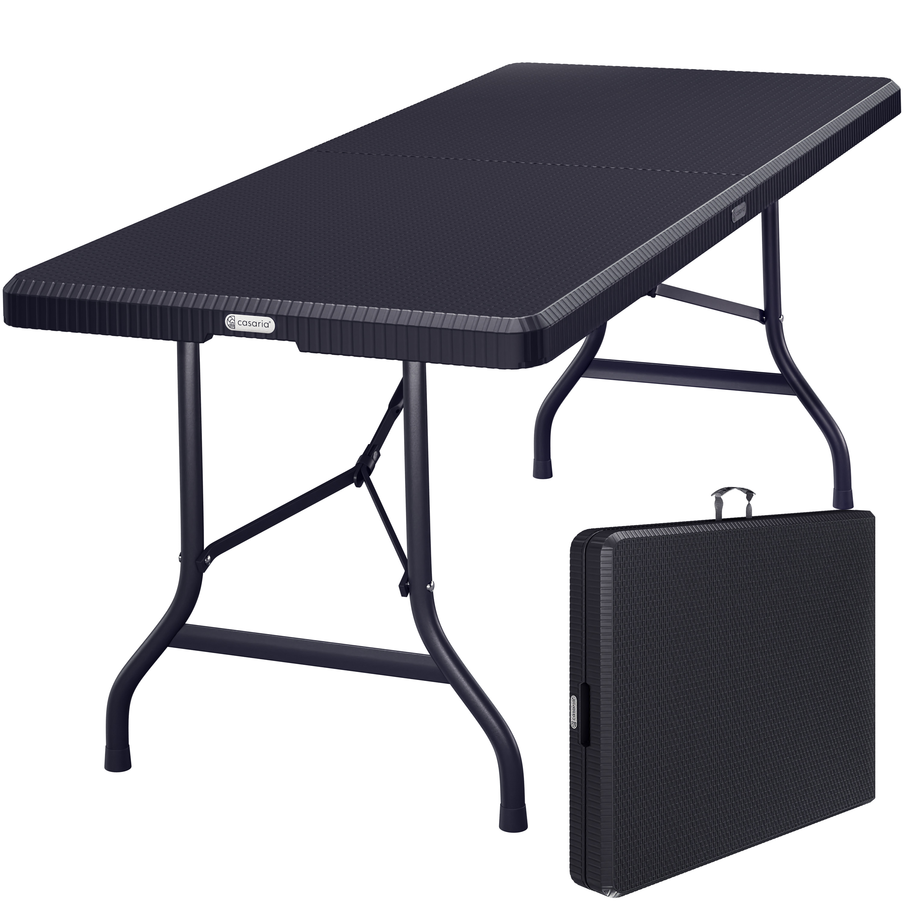 foto del prodotto tavolo da giardino nero optica polyrattan 180x75x73cm