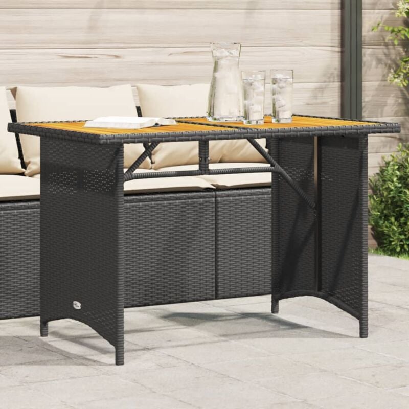 foto del prodotto tavolo da giardino piano in legno nero 110x68x70 cm polyrattan vidaxl