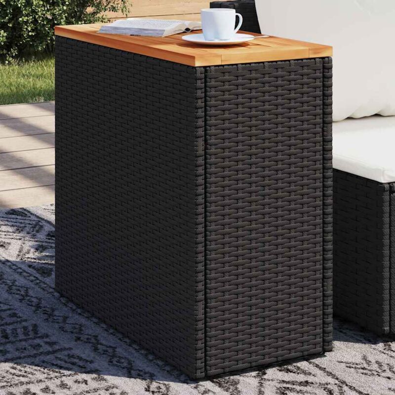 foto del prodotto tavolo da giardino piano in legno nero 58x27,5x55 cm polyrattan vidaxl