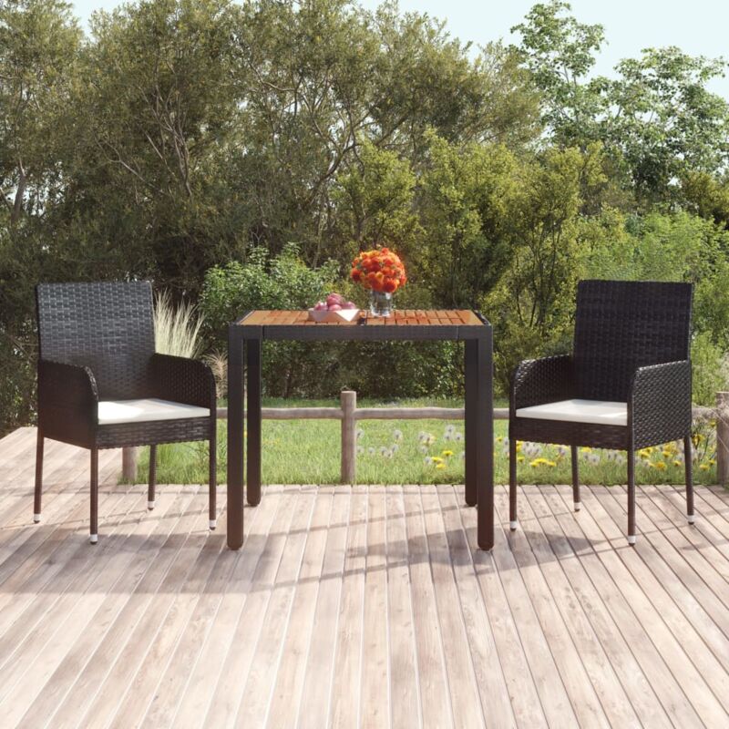 foto del prodotto tavolo da giardino piano in legno nero 90x90x75 cm polyrattan vidaxl