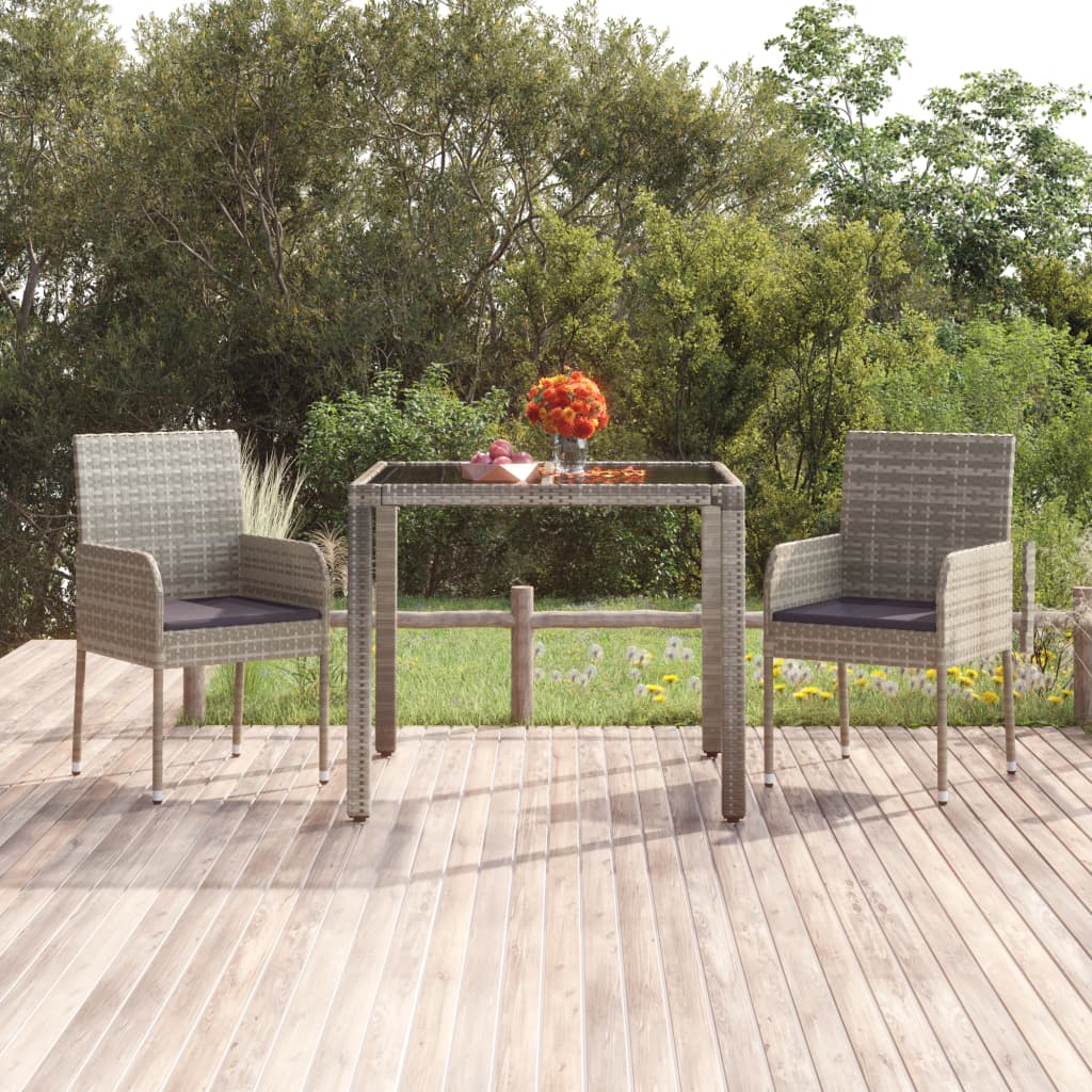 foto del prodotto tavolo da giardino piano in vetro grigio 90x90x75 cm polyrattan cod mxl 34358