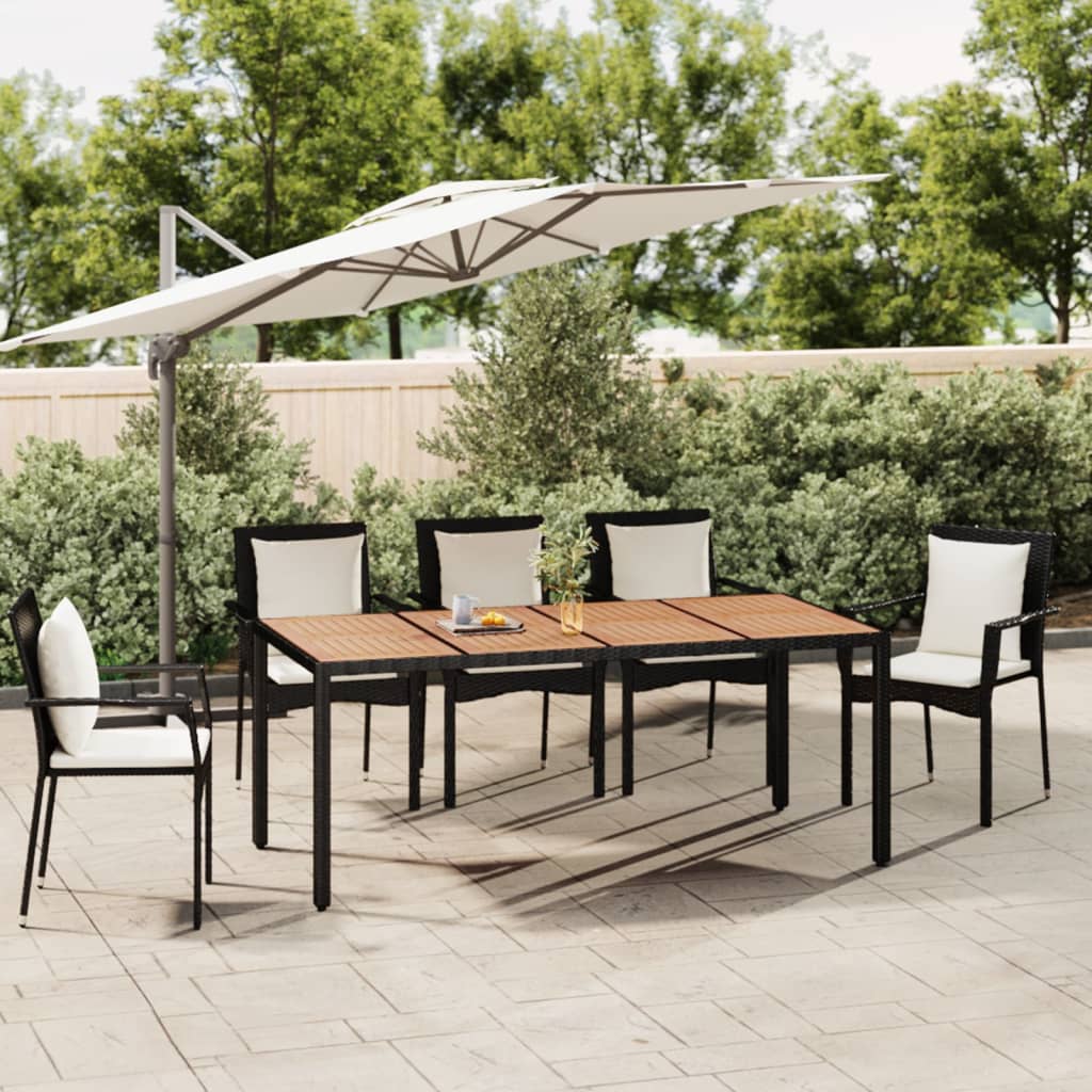 foto del prodotto tavolo da giardino piano legno nero polyrattan massello acaciacod mxl 128412