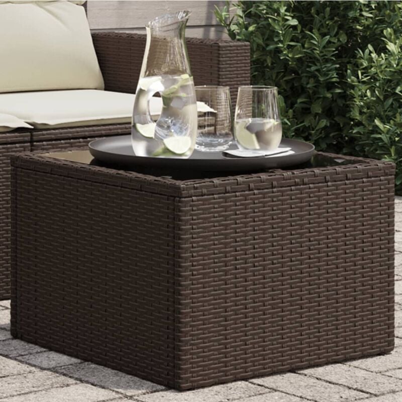 foto del prodotto tavolo da giardino piano vetro marrone 55x55x37 cm polyrattan vidaxl
