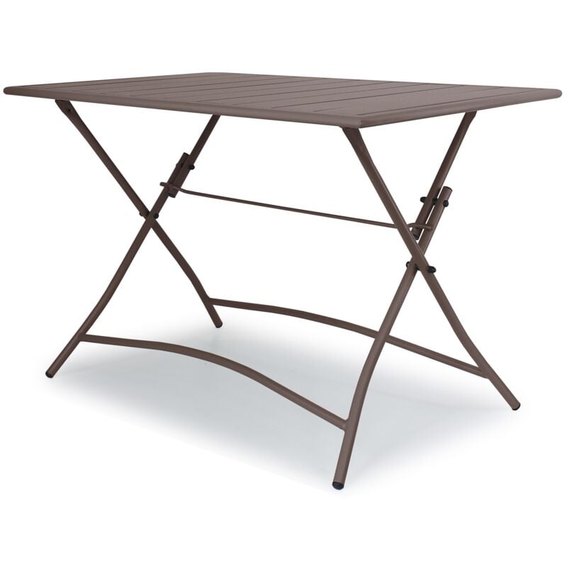 foto del prodotto tavolo da giardino pieghevole rettangolare bronzo a listelli 110x70x73 cm