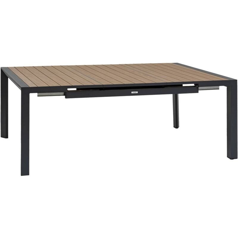 foto del prodotto tavolo da giardino quadrato allungabile vasion con effetto legno miele e argilla, 10 posti a sedere in alluminio verniciato hesp ride