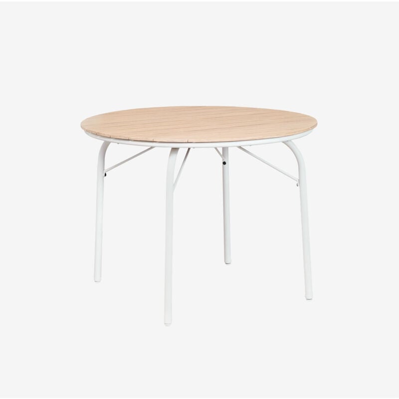 foto del prodotto tavolo da giardino rotondo 100 cm in alluminio e legno di acacia basper sklum