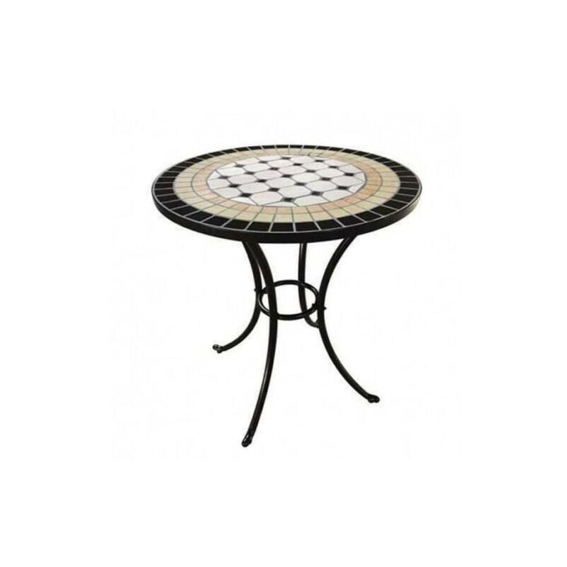 foto del prodotto tavolo da giardino rotondo in ferro battuto con mosaico d. 60 cm 35889 