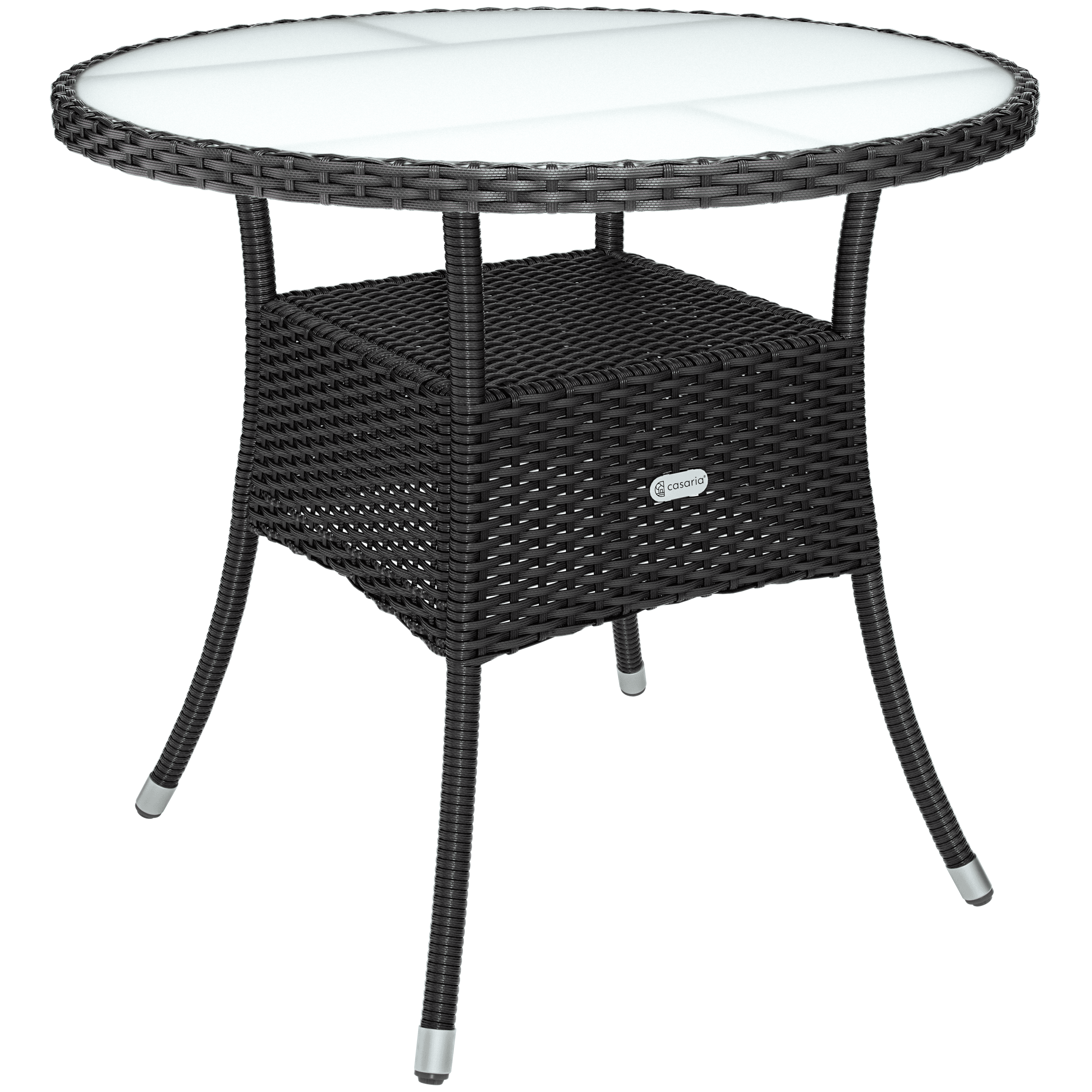 foto del prodotto tavolo da giardino rotondo nero polyrattan 80cm