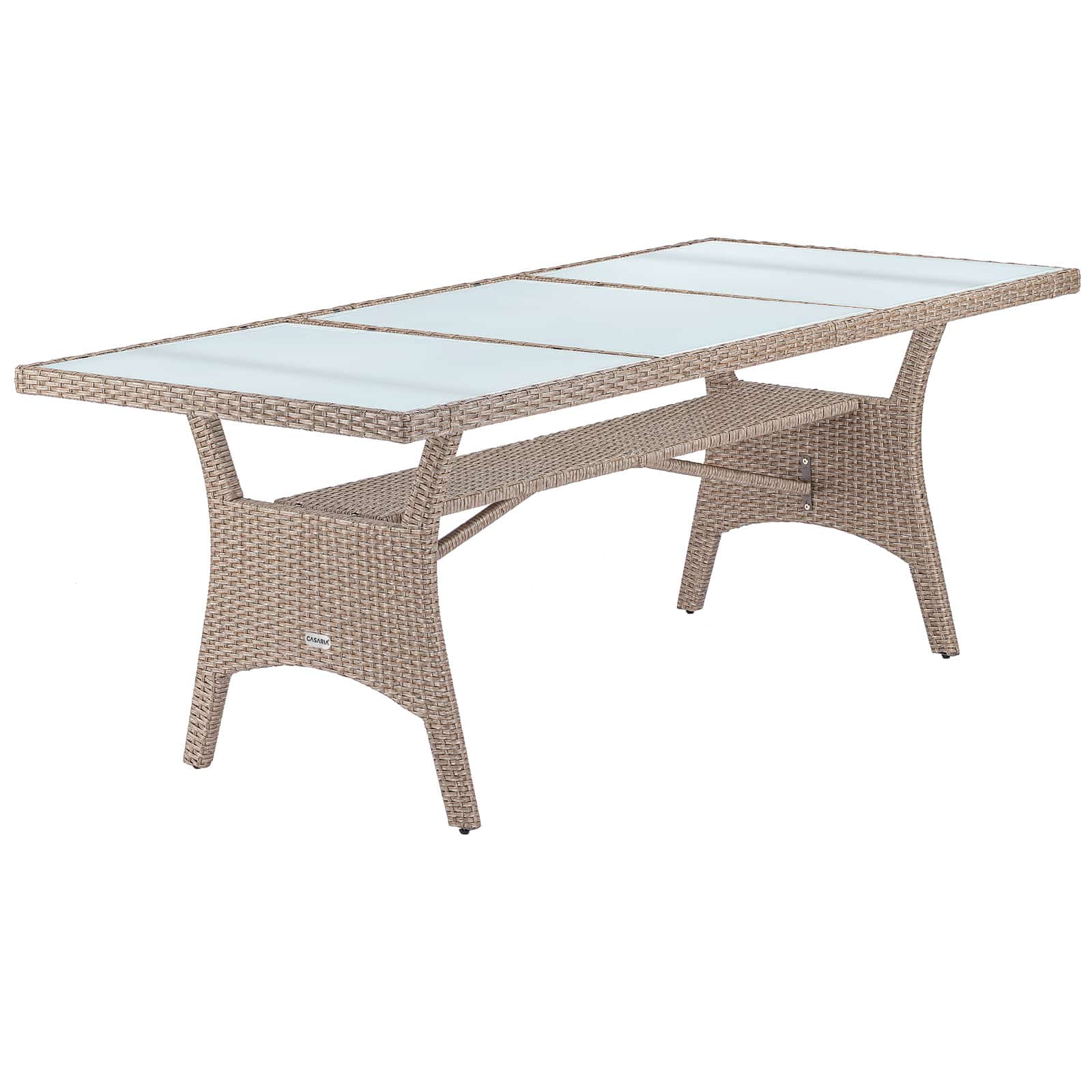 foto del prodotto tavolo da giardino takeo crema polyrattan vetro 190x90x74cm