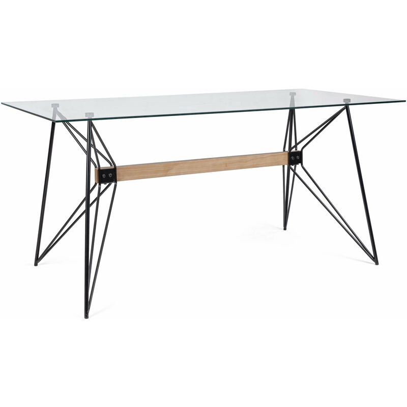 foto del prodotto tavolo da interno mod. primary cm 160x80 struttura in acciaio piano in vetro