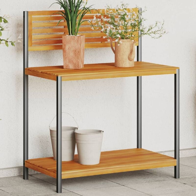 foto del prodotto tavolo da invasatura 90x50x110 cm in legno acacia e acciaio vidaxl