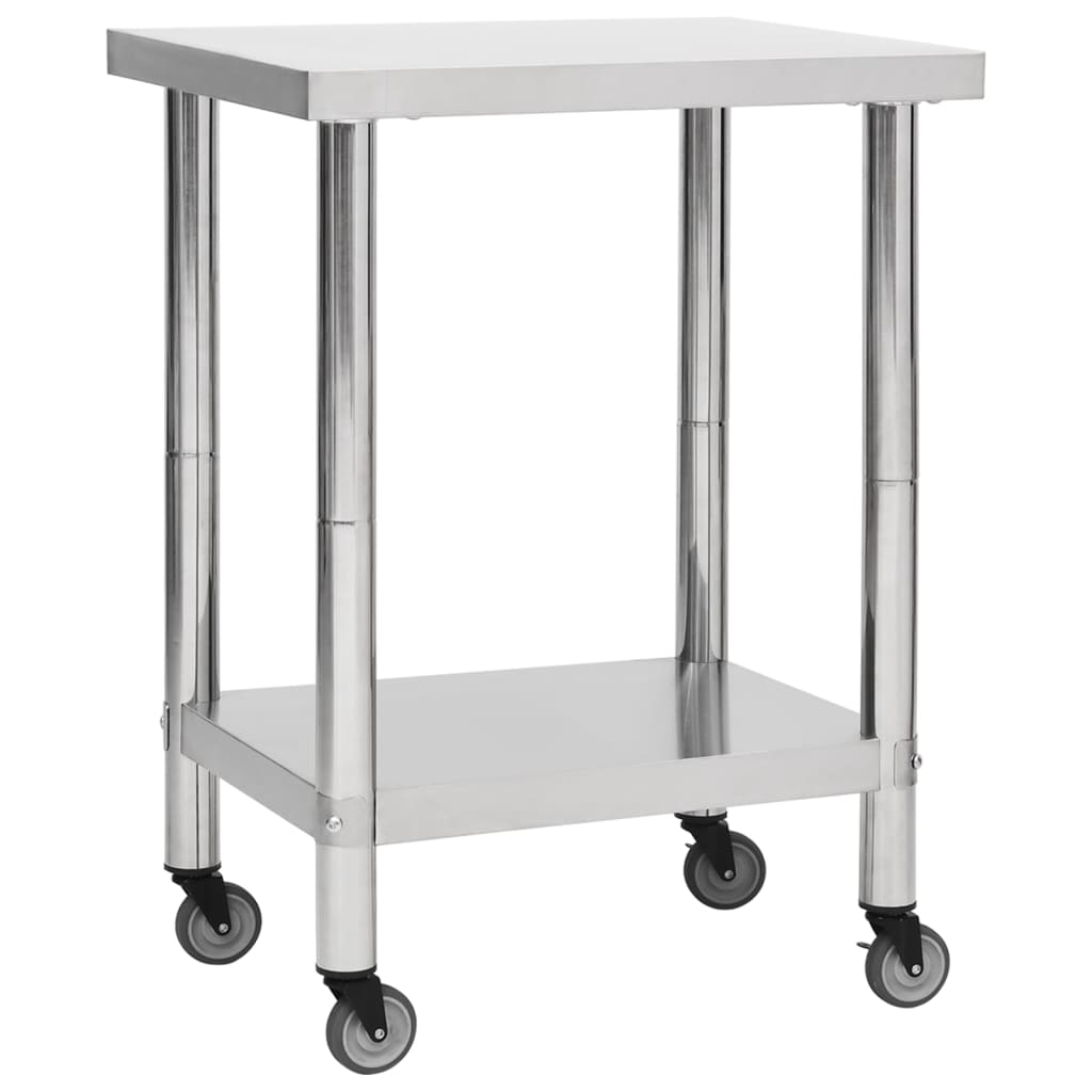 foto del prodotto tavolo da lavoro cucina con ruote 80 x 45 x 85 cm acciaio inox 02 0001916