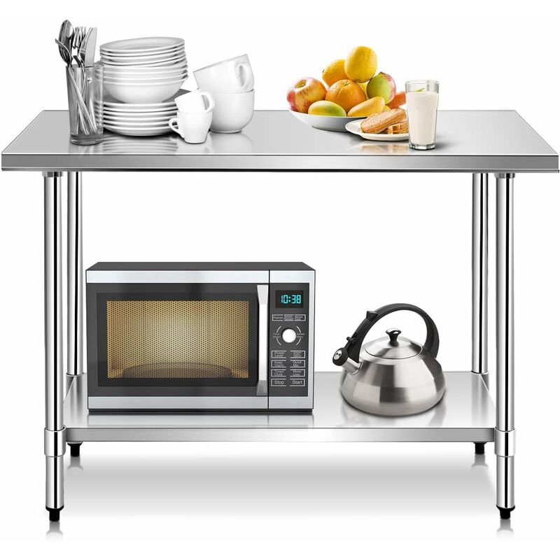 foto del prodotto tavolo da lavoro multifunzione in acciaio, ideale per supermercato, ristorante e negozio, argento, 122 x 61 x 90 cm costway