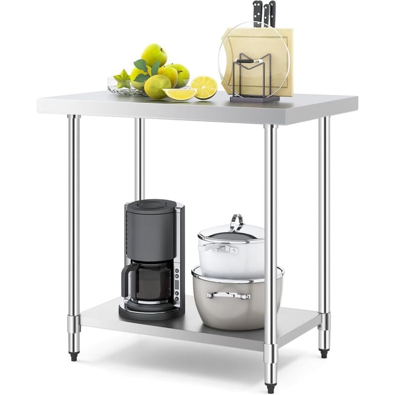 foto del prodotto tavolo da lavoro per cucina acciaio inox professionale, carico 180kg 155kg, ripiano inferiore regolabile, per commerciale ristorante ospedale