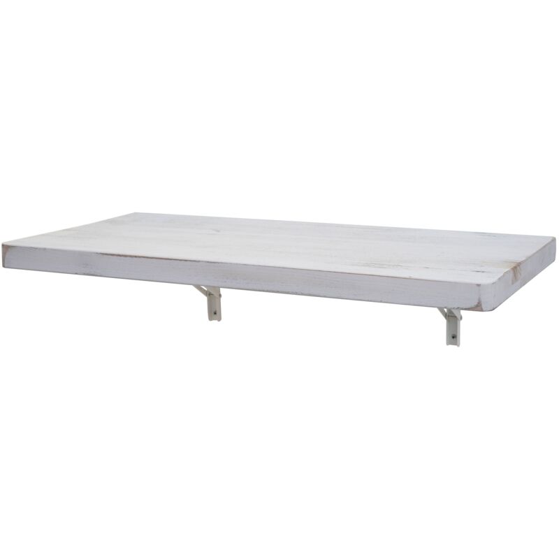 foto del prodotto tavolo da parete pieghevole in legno massello con ripiano pieghevole 120x60 cm bianco invecchiato 040005092
