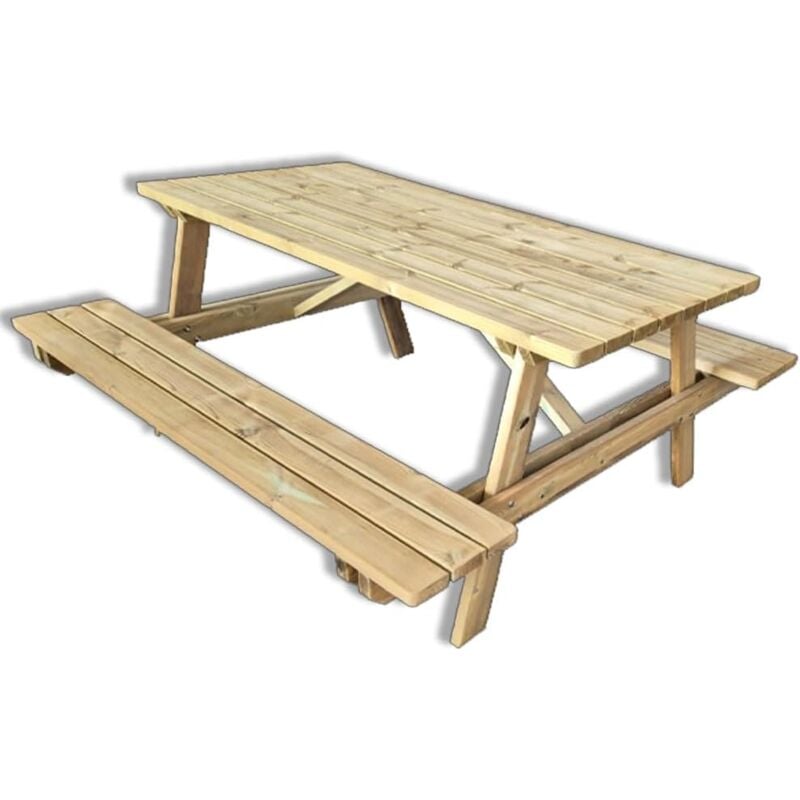 foto del prodotto tavolo da picnic in legno con panche integrate 180 x 165 cm, 6 posti
