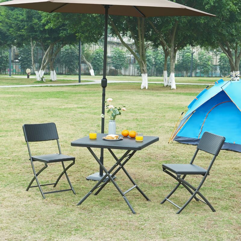 foto del prodotto tavolo da picnic mark pieghevole 78 x 78 x 74 cm nero effetto rattan en.casa 