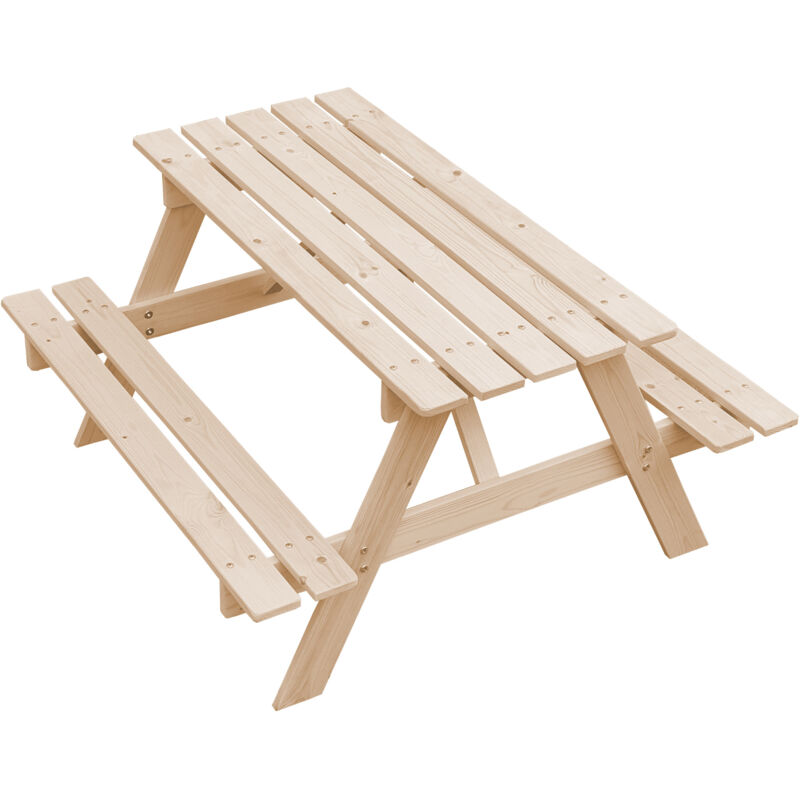 foto del prodotto tavolo da picnic per bambini in legno l90xl90xa50 cm gruppo tavolo con panche timbela m018 1