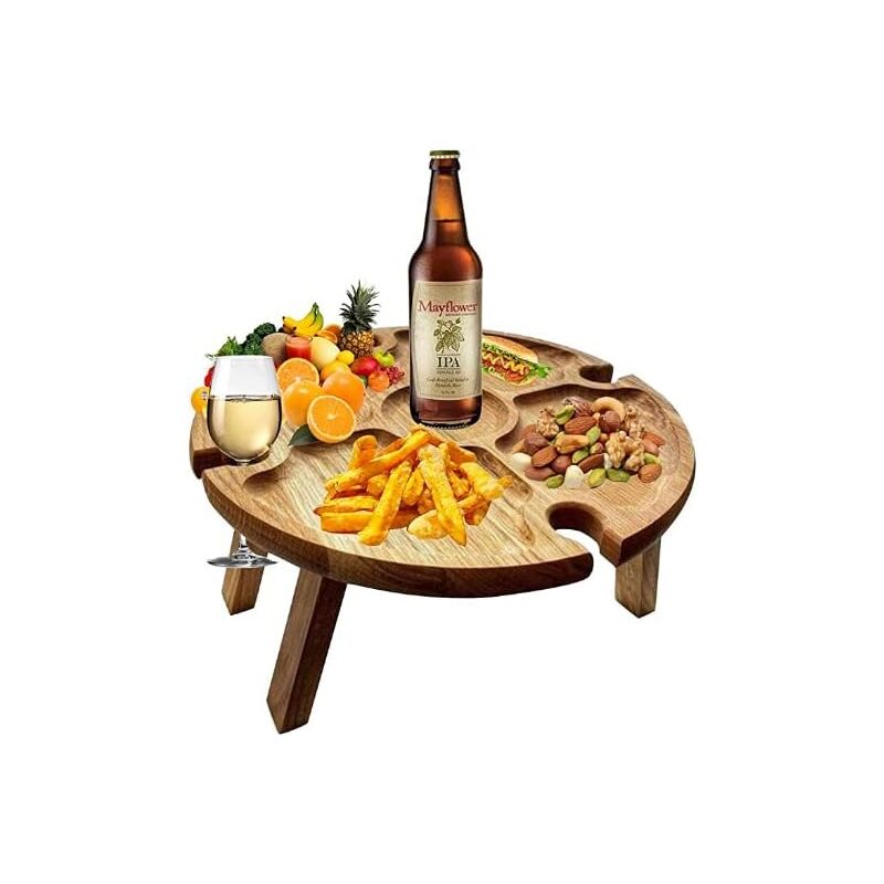 foto del prodotto tavolo da picnic pieghevole portatile, tavolo da campeggio pieghevole leggero per esterni, tavolo da picnic in legno piccolo da 30 cm per feste,