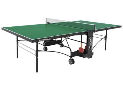 foto del prodotto tavolo da pin pong con piano verde e ruote per interno garlando master indoor