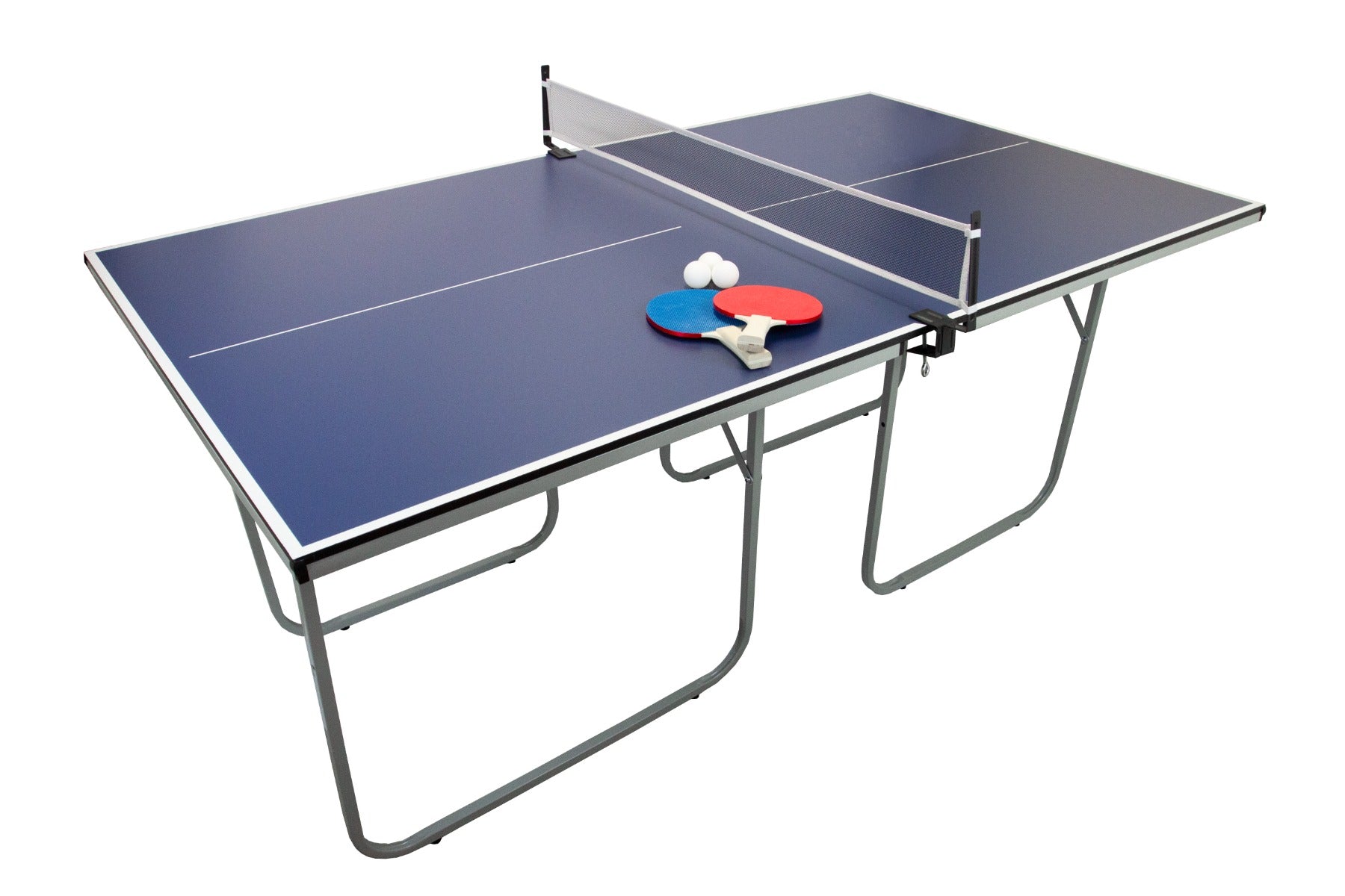 foto del prodotto tavolo da ping pong pieghevole con kit racchette e palline tennis da tavolo con retina e kit completo tavolo da gioco multiuso per uso interno