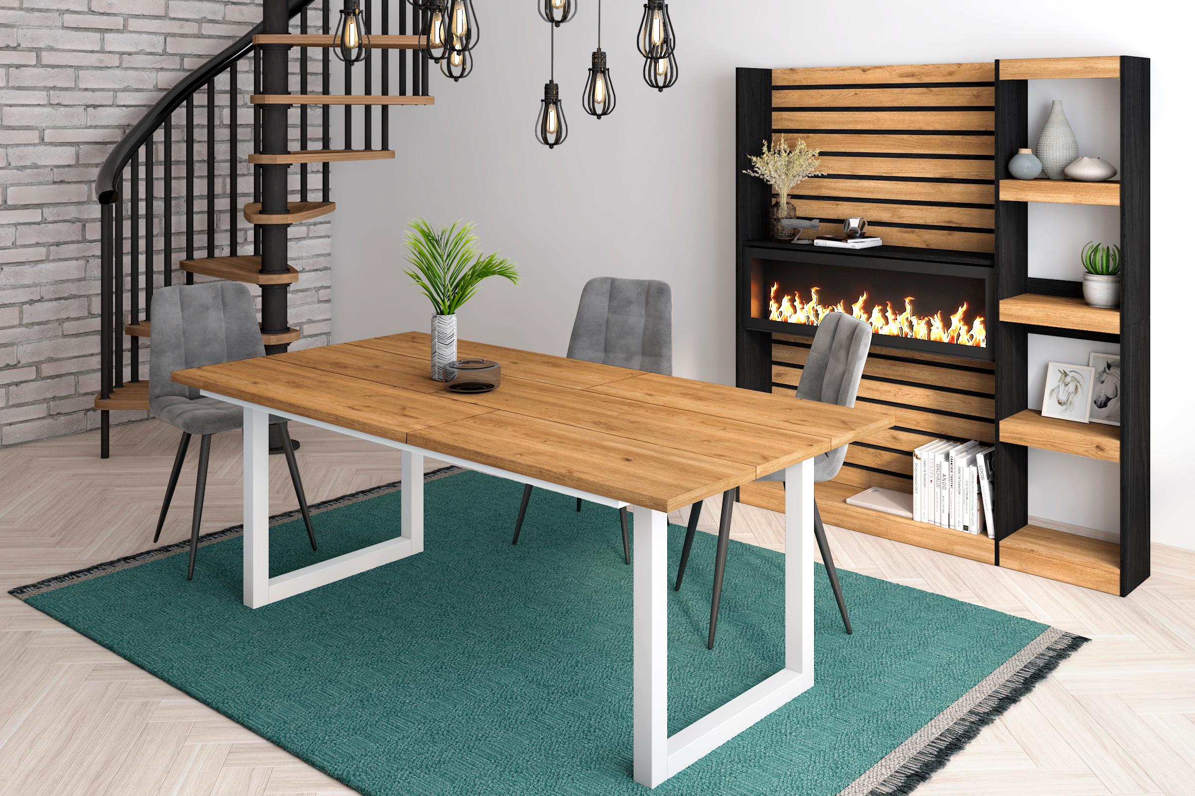 foto del prodotto tavolo da pranzo, 10 posti, 194x90x75cm, robusto e stabile, struttura e gambe solide, colore rovere rf1095
