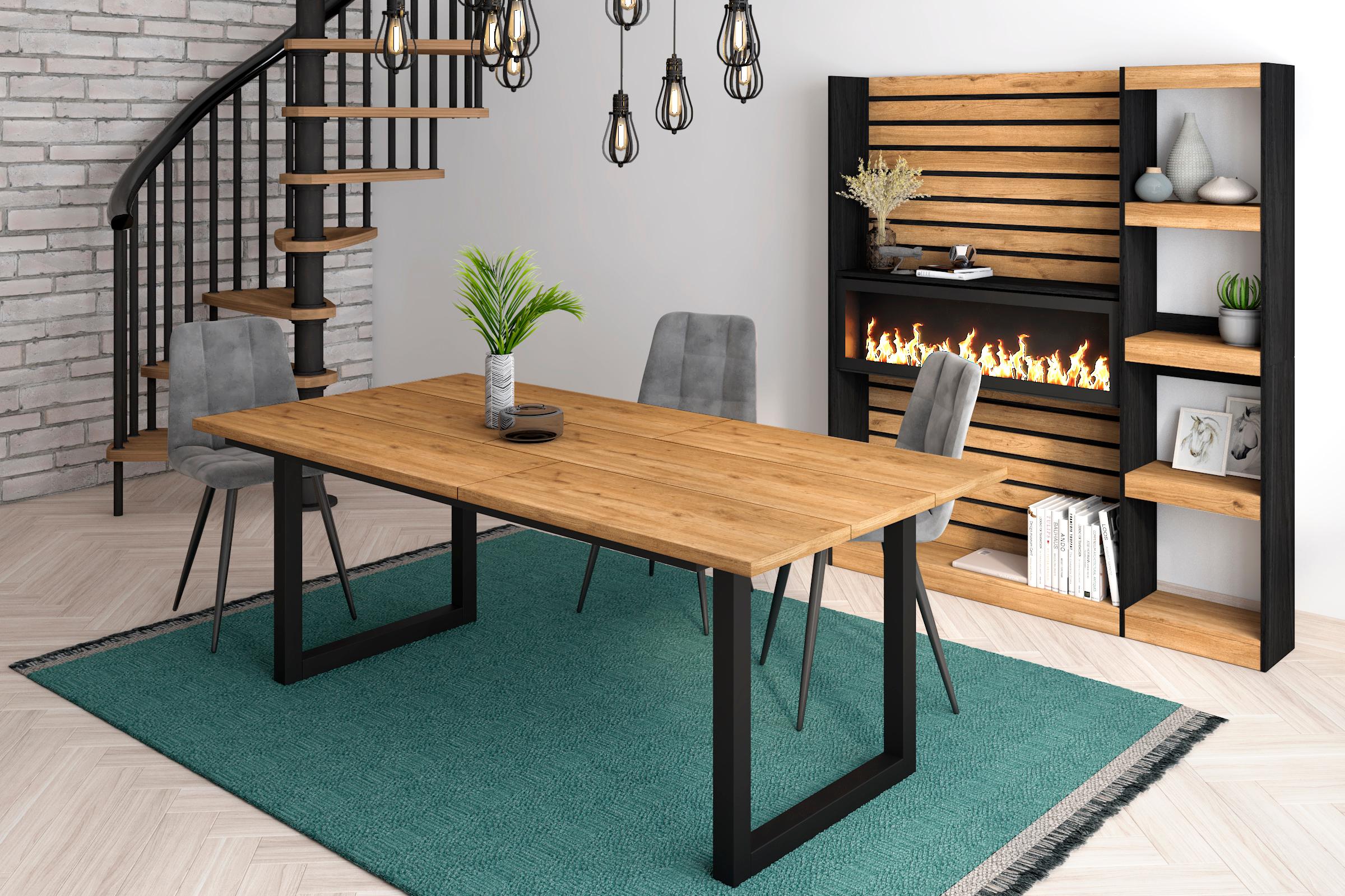foto del prodotto tavolo da pranzo, 10 posti, 194x90x75cm, robusto e stabile, struttura e gambe solide, colore rovere rf1096