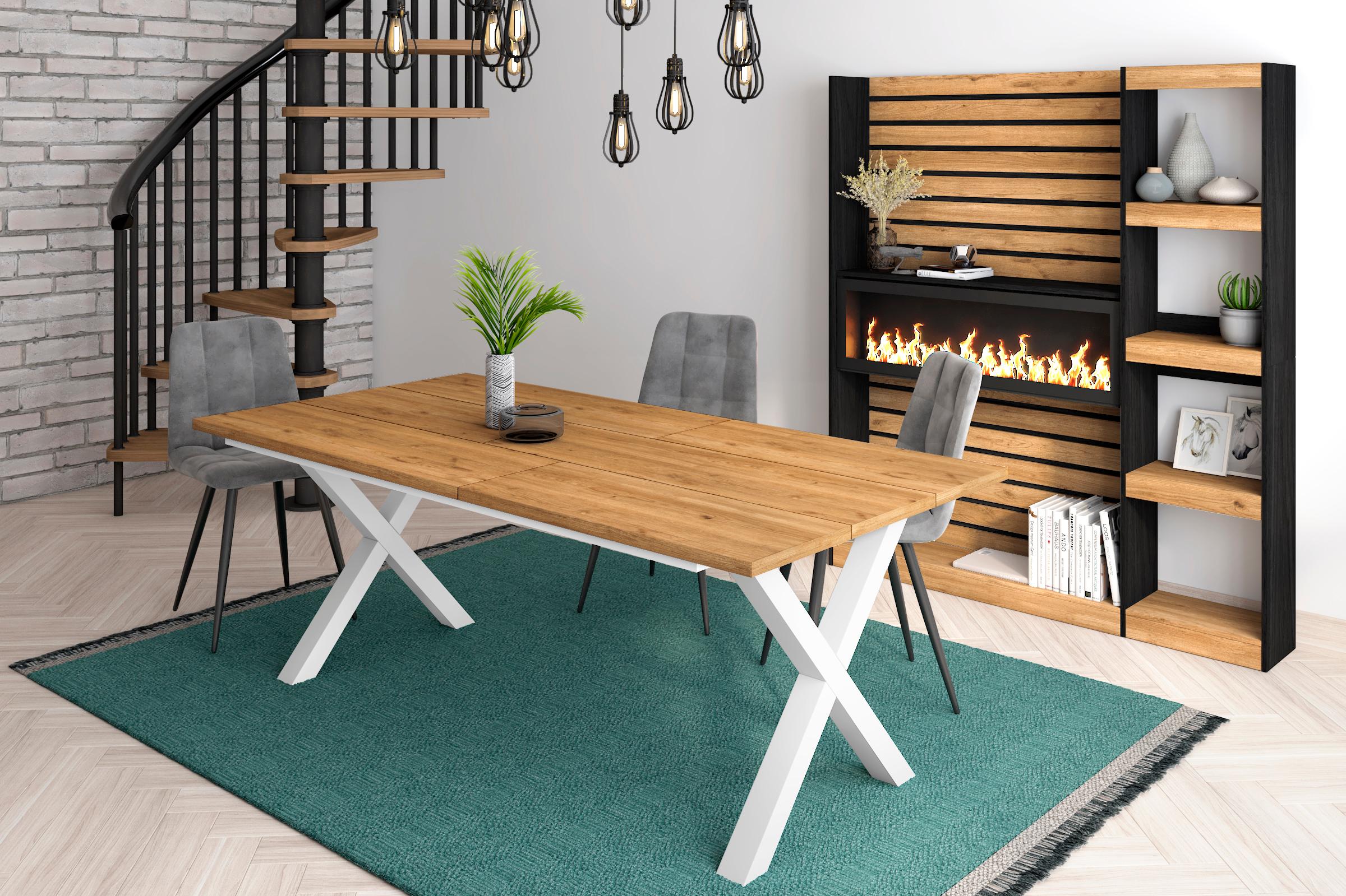 foto del prodotto tavolo da pranzo, 10 posti, 194x90x75cm, robusto e stabile, struttura e gambe solide, colore rovere rf1097