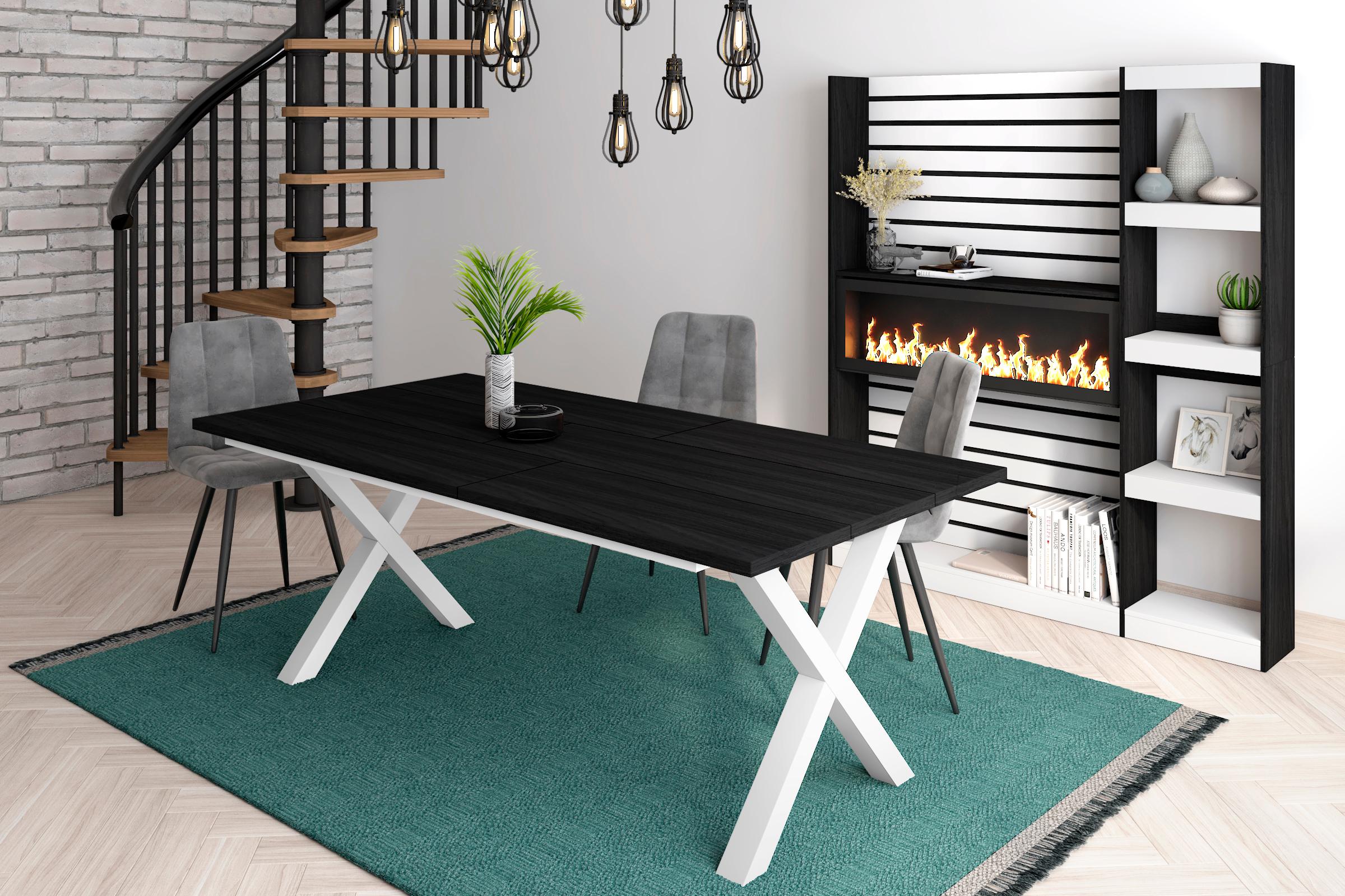 foto del prodotto tavolo da pranzo, 10 posti, 194x90x75cm, robusto e stabile, struttura e gambe solide, nero rf1101
