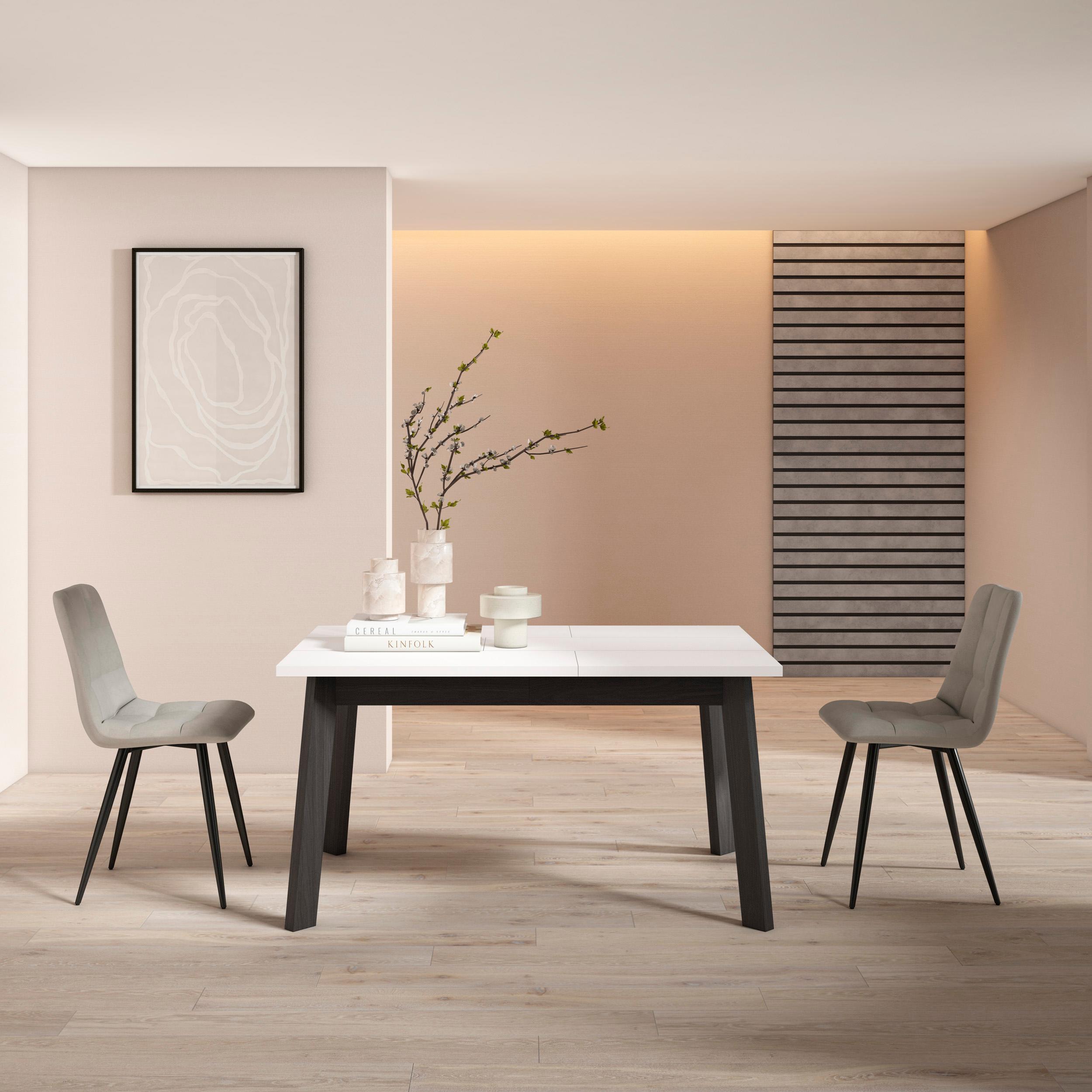 foto del prodotto tavolo da pranzo, 140x90x74cm, per 6 persone, gambe in legno, bianco rf2879