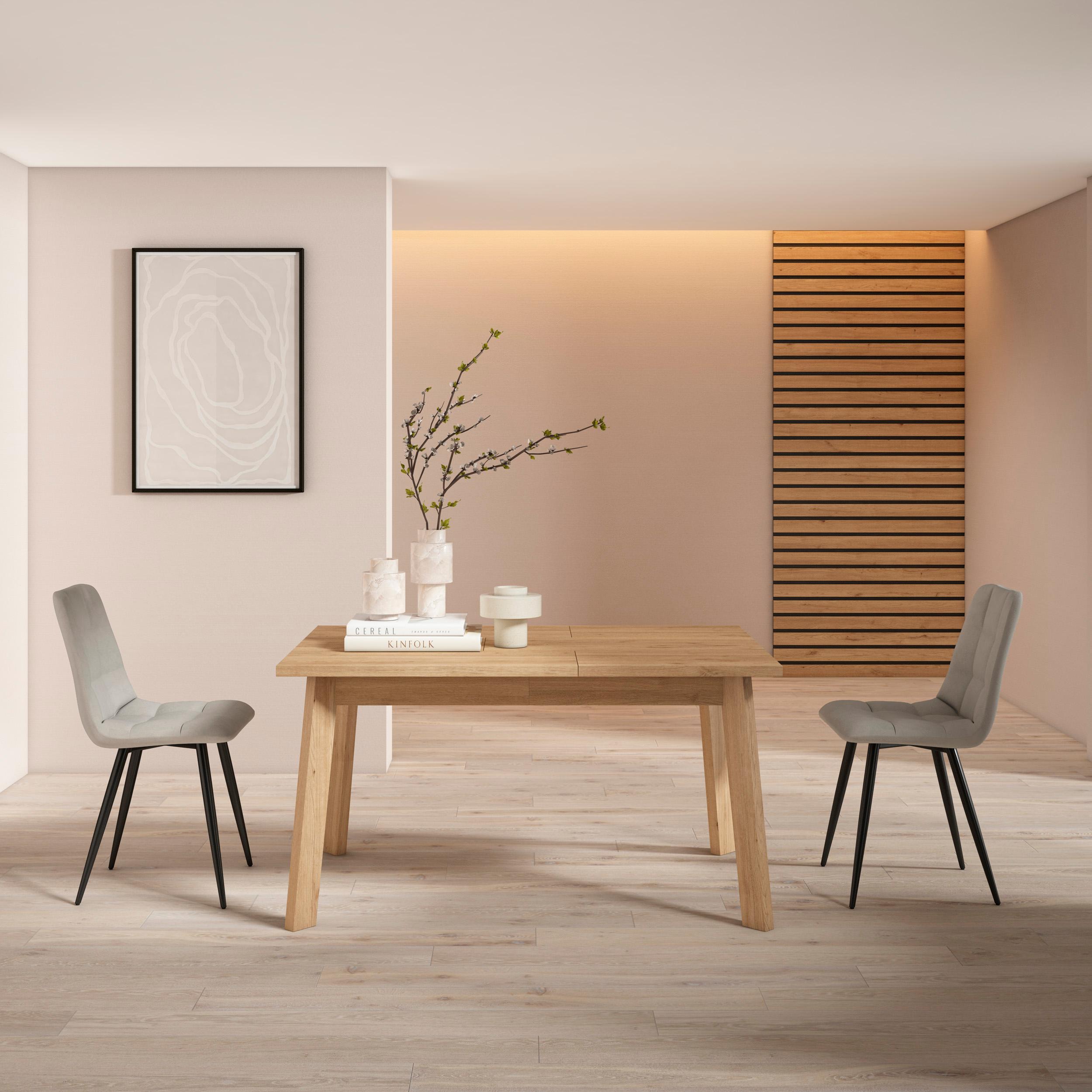 foto del prodotto tavolo da pranzo, 140x90x74cm, per 6 persone, gambe in legno, colore rovere rf2902