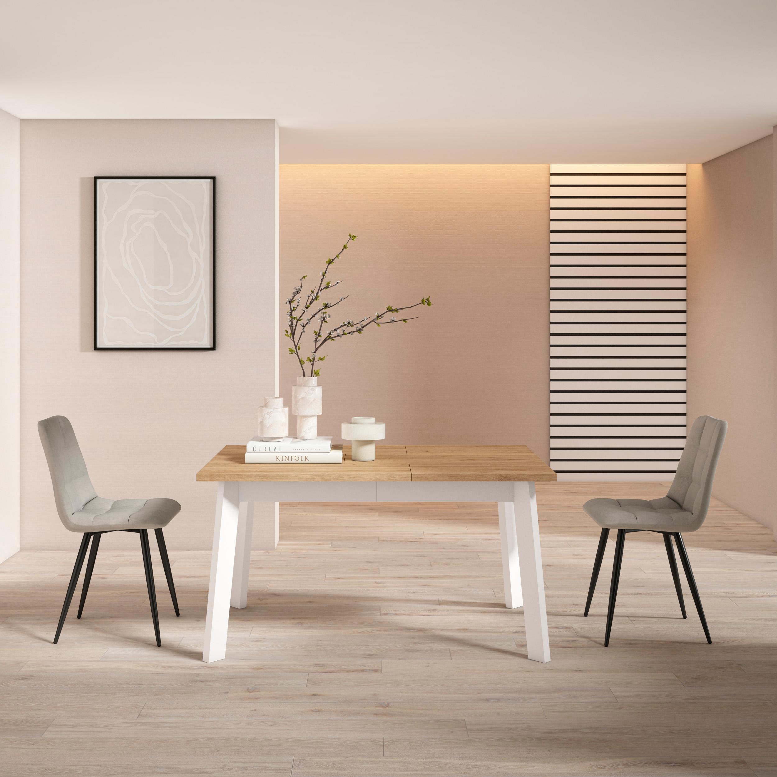 foto del prodotto tavolo da pranzo, 140x90x74cm, per 6 persone, gambe in legno, colore rovere rf2904