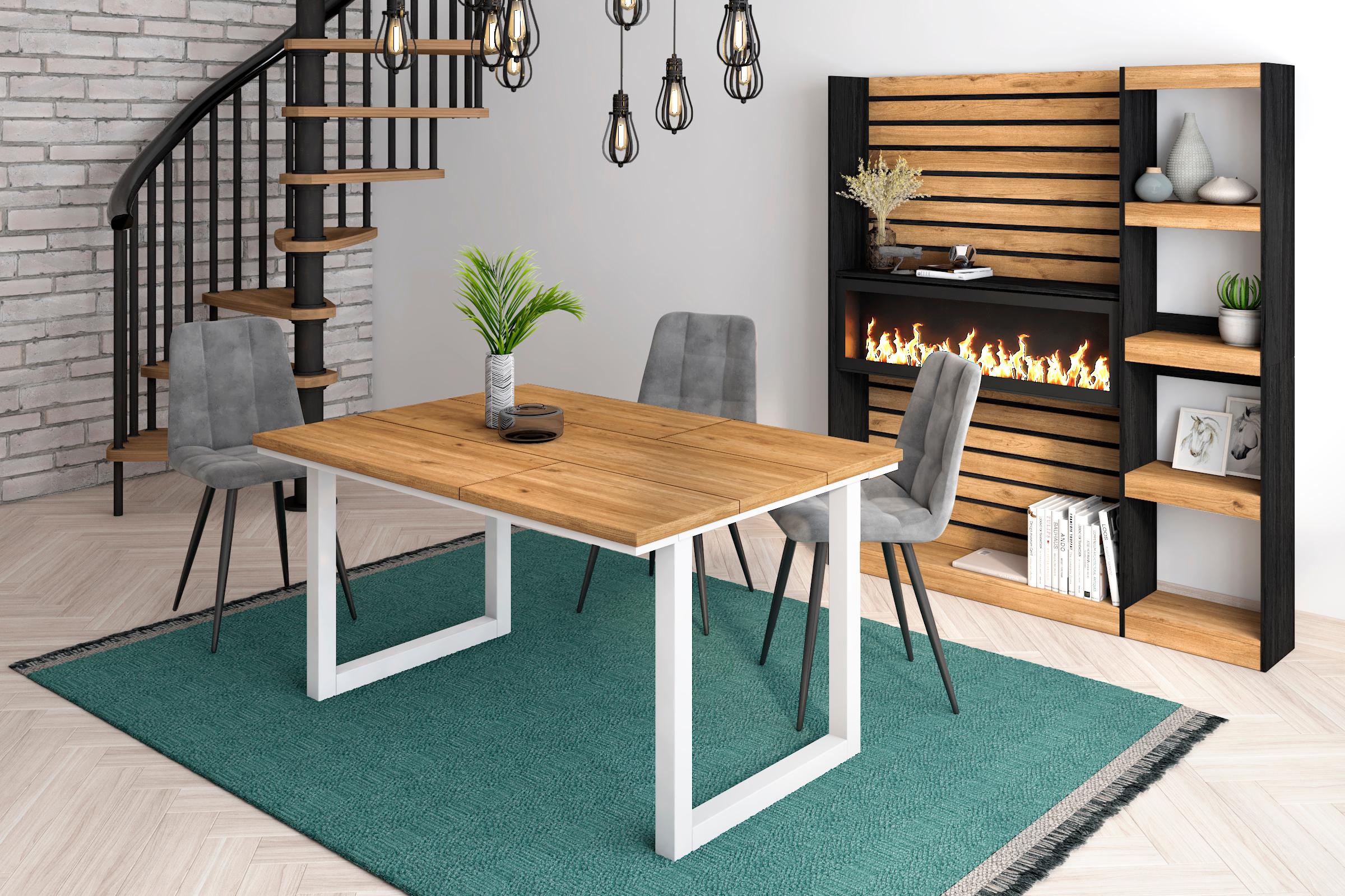 foto del prodotto tavolo da pranzo, 140x90x75cm, 6 commensali, robusto e stabile, struttura e gambe solide, colore rovere rf1047
