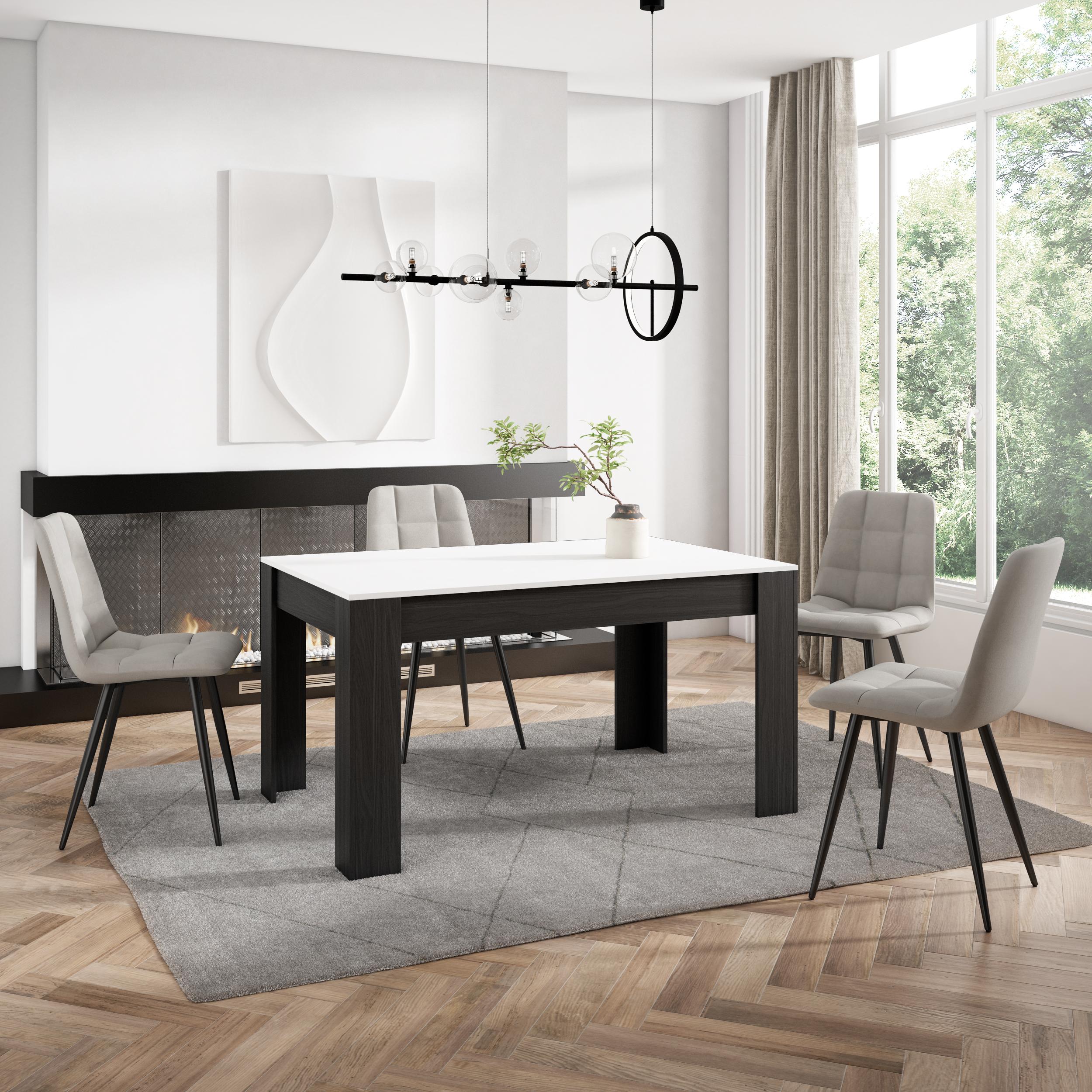 foto del prodotto tavolo da pranzo, 140x90x76cm, per 6 persone, tavolo cucina, bianco e nero rf3651
