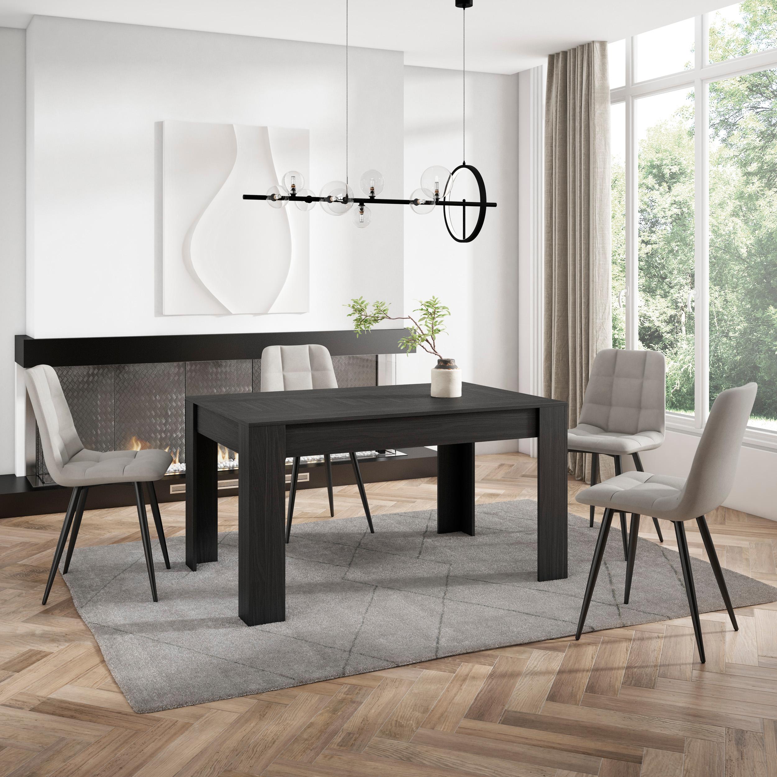 foto del prodotto tavolo da pranzo, 140x90x76cm, per 6 persone, tavolo cucina, nero rf3647
