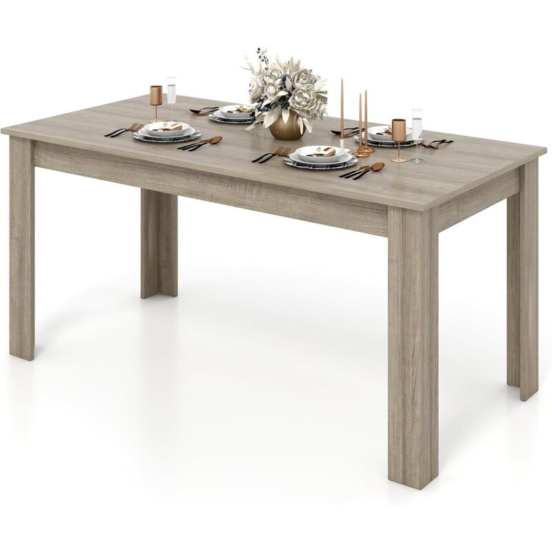foto del prodotto tavolo da pranzo 160 x 80 x 76 cm, tavolo da cucina rettangolare con piano grande e gambe robuste, tavolo per massimo 8 persone naturale costway